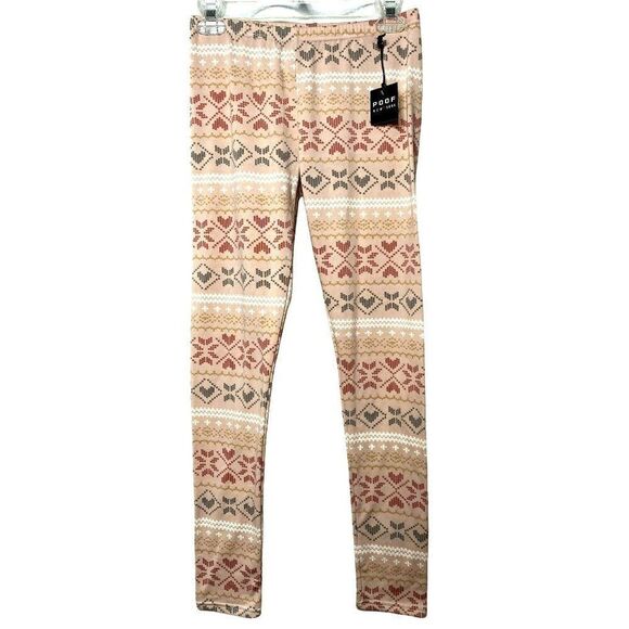 Poof Girls Size S/M Nordic Pattern Leggings Elastic Waist Comfy Soft Pastels NEW - Picture 2 of 4